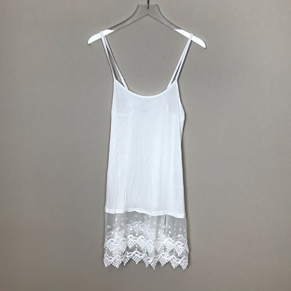 Long Cream Lace Edged Camisole.